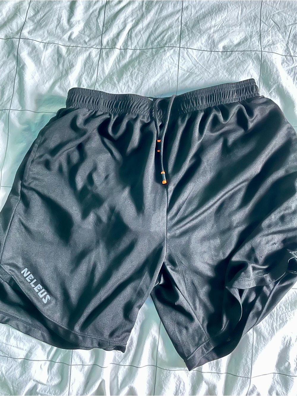 Neleus Men's Black Athletic Shorts with Drawstring